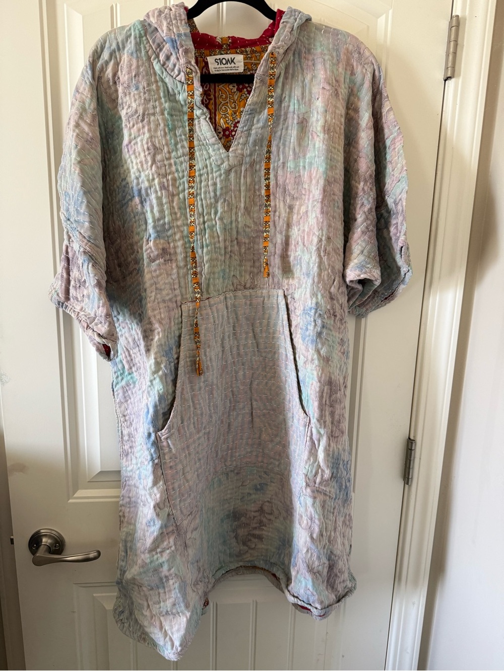 Shes1oak Pastel kantha Hooded Tunic